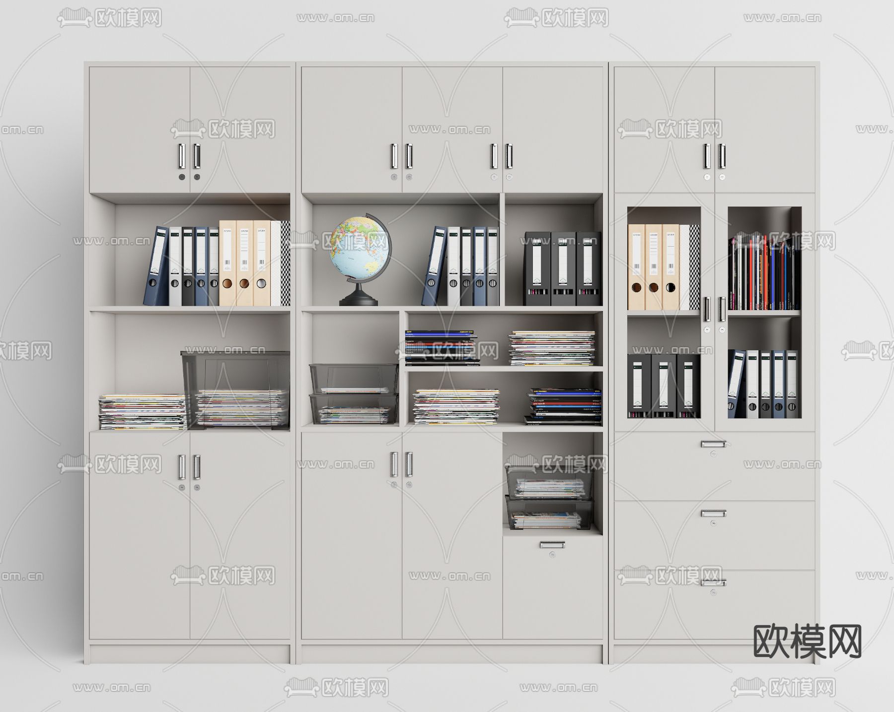现代文件柜su模型下载（渲染图1）