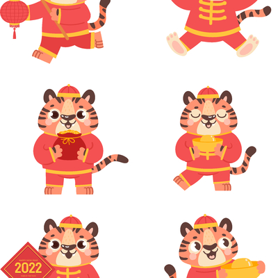  虎年小老虎萌虎卡通图案 