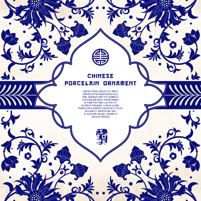  中国风古风青花图案 