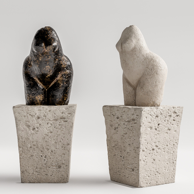 现代抽象雕塑摆件su模型