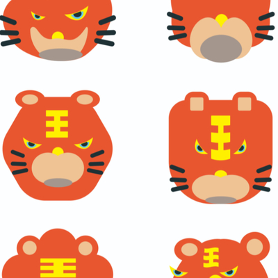  虎年小老虎萌虎卡通图案 