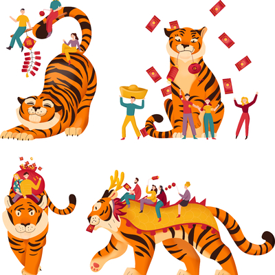  虎年小老虎萌虎卡通图案 