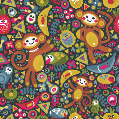  无缝卡通动物图案壁纸 