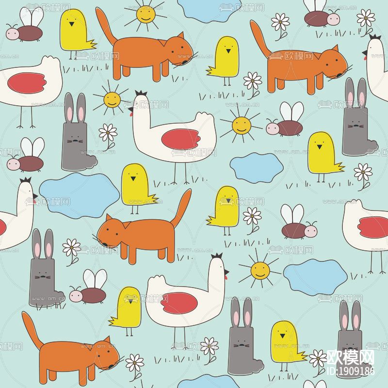 无缝卡通动物图案壁纸下载