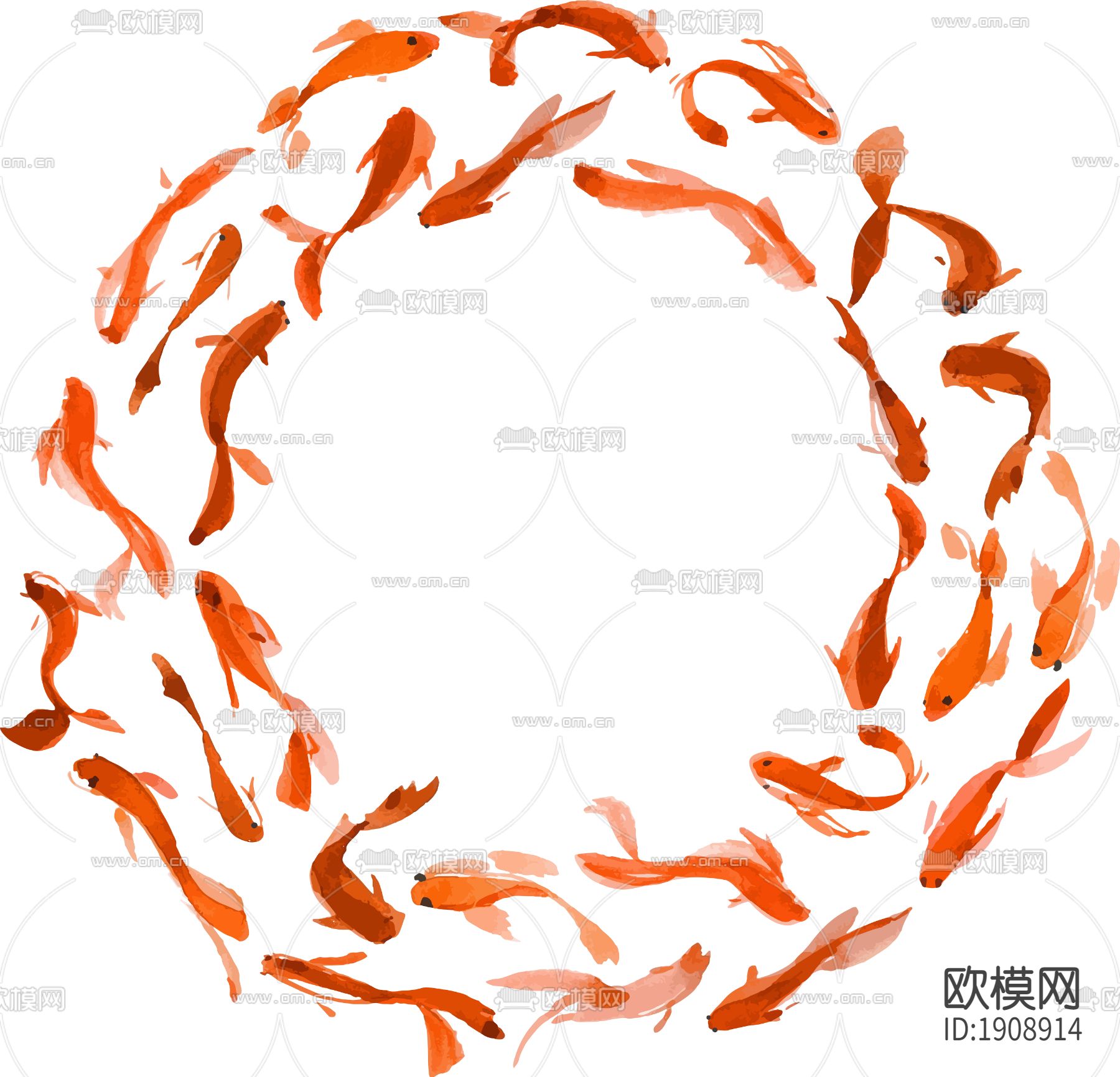 水彩图案锦鲤纹理下载