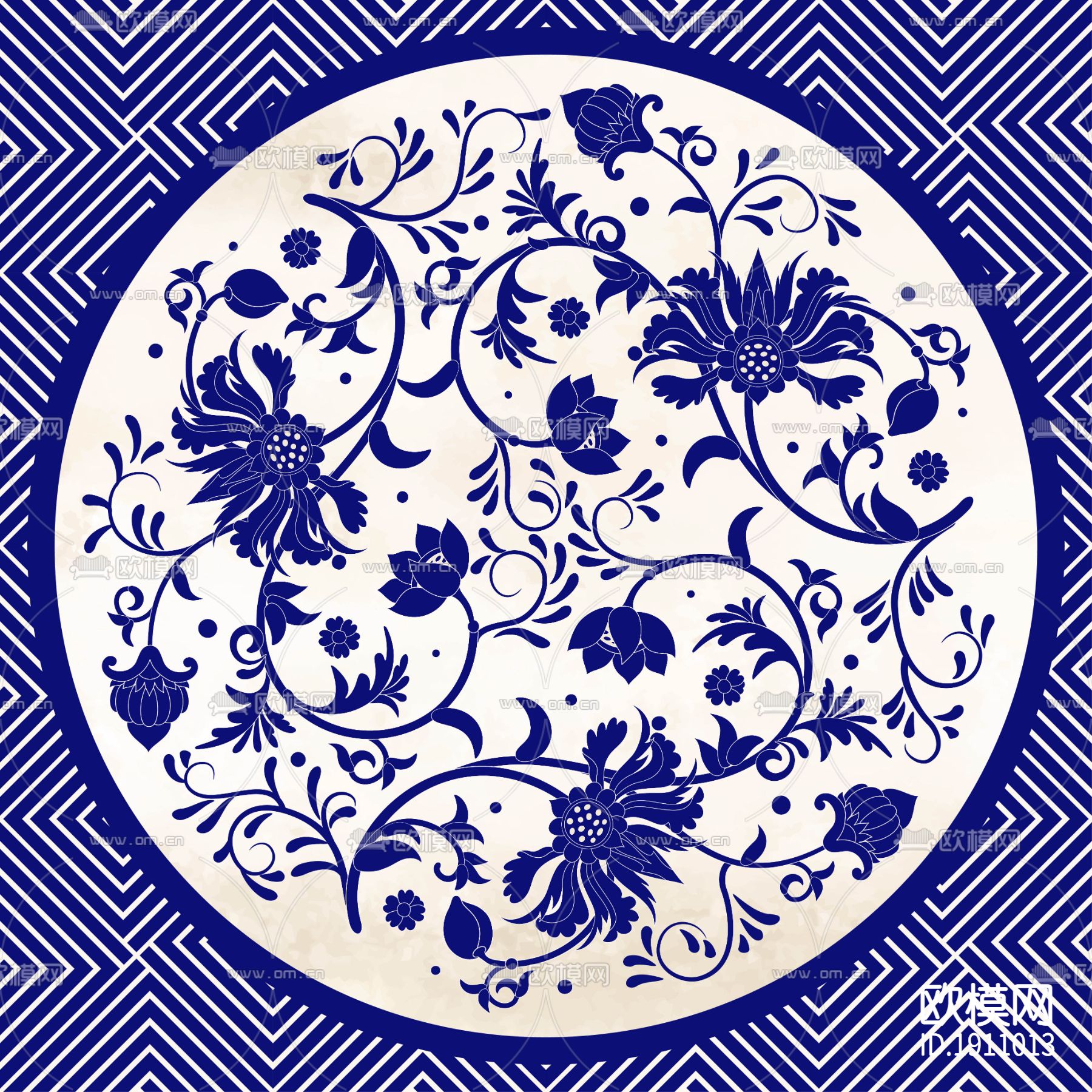 中国风古风青花图案