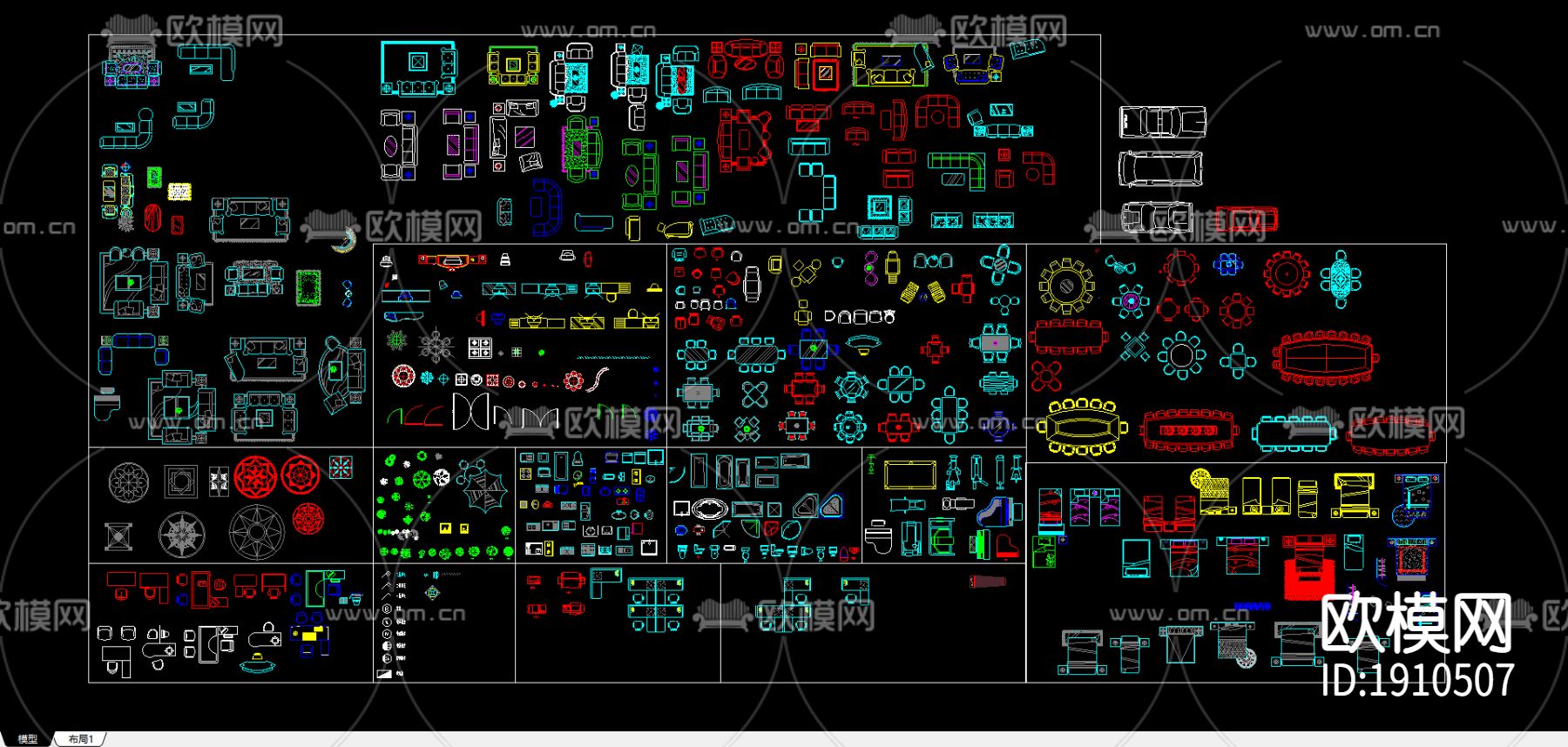 室内平面cad图库下载