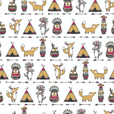  无缝卡通动物图案壁纸 