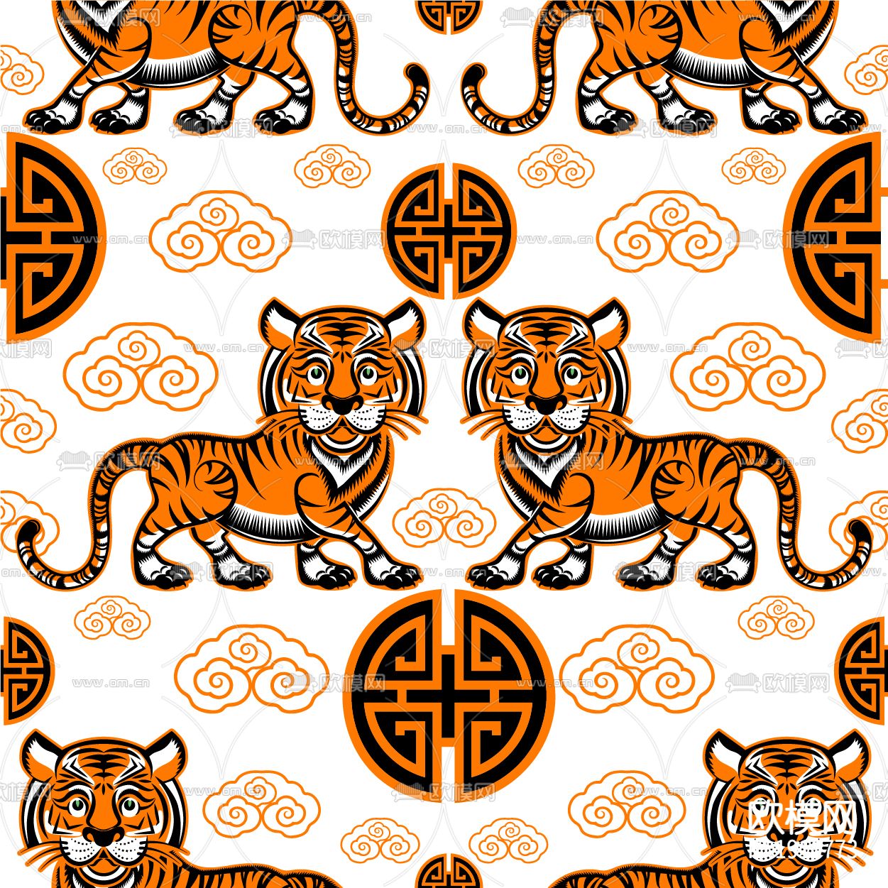 无缝虎年老虎卡通壁纸下载