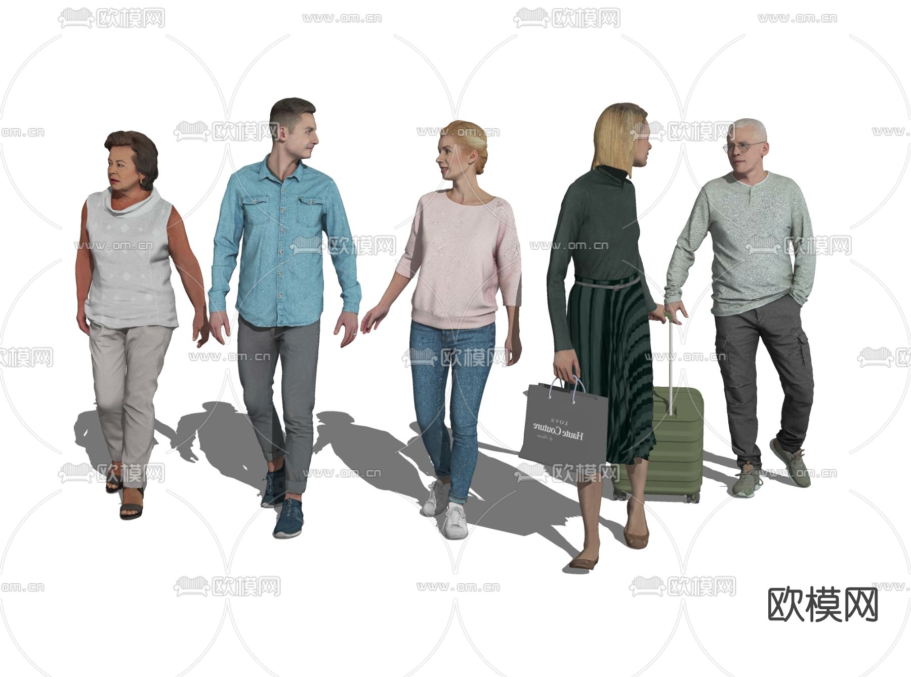 现代男士女士人物su模型下载（渲染图2）