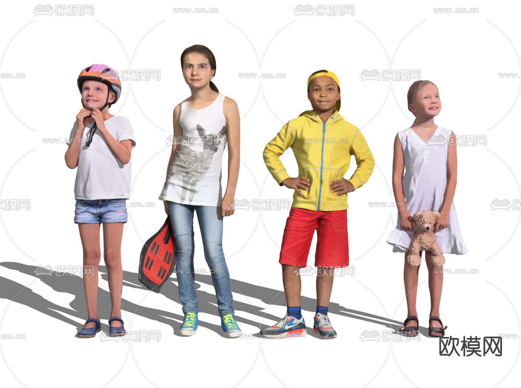 现代儿童人物su模型下载（渲染图2）