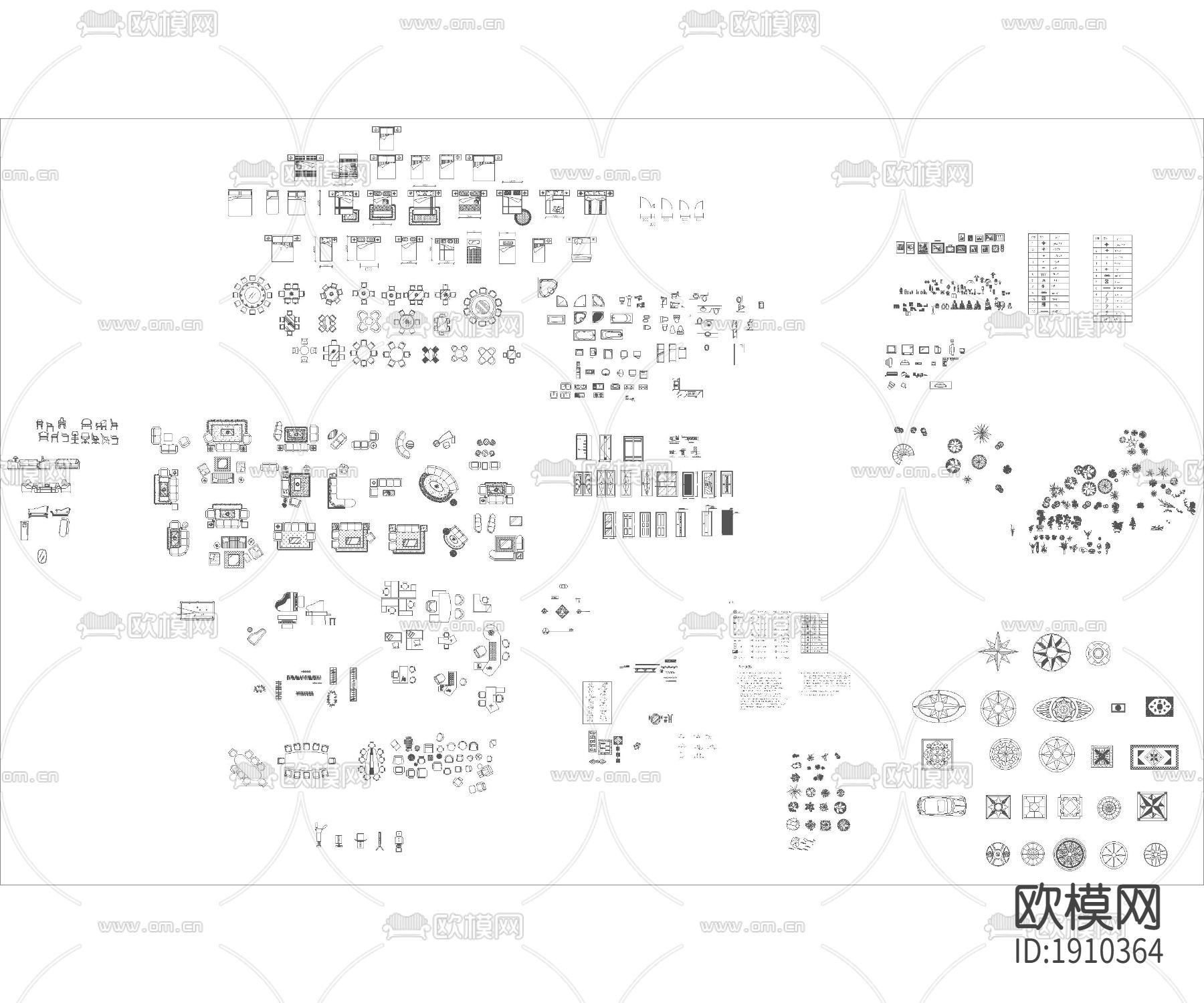 现代室内图块CAD图库下载