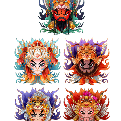  虎年小老虎萌虎卡通图案 