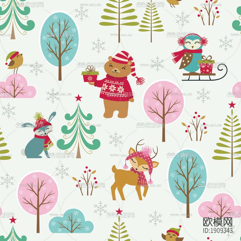 无缝卡通动物图案壁纸下载