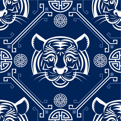  无缝虎年老虎卡通壁纸 