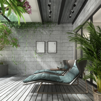  现代休闲躺椅su模型 