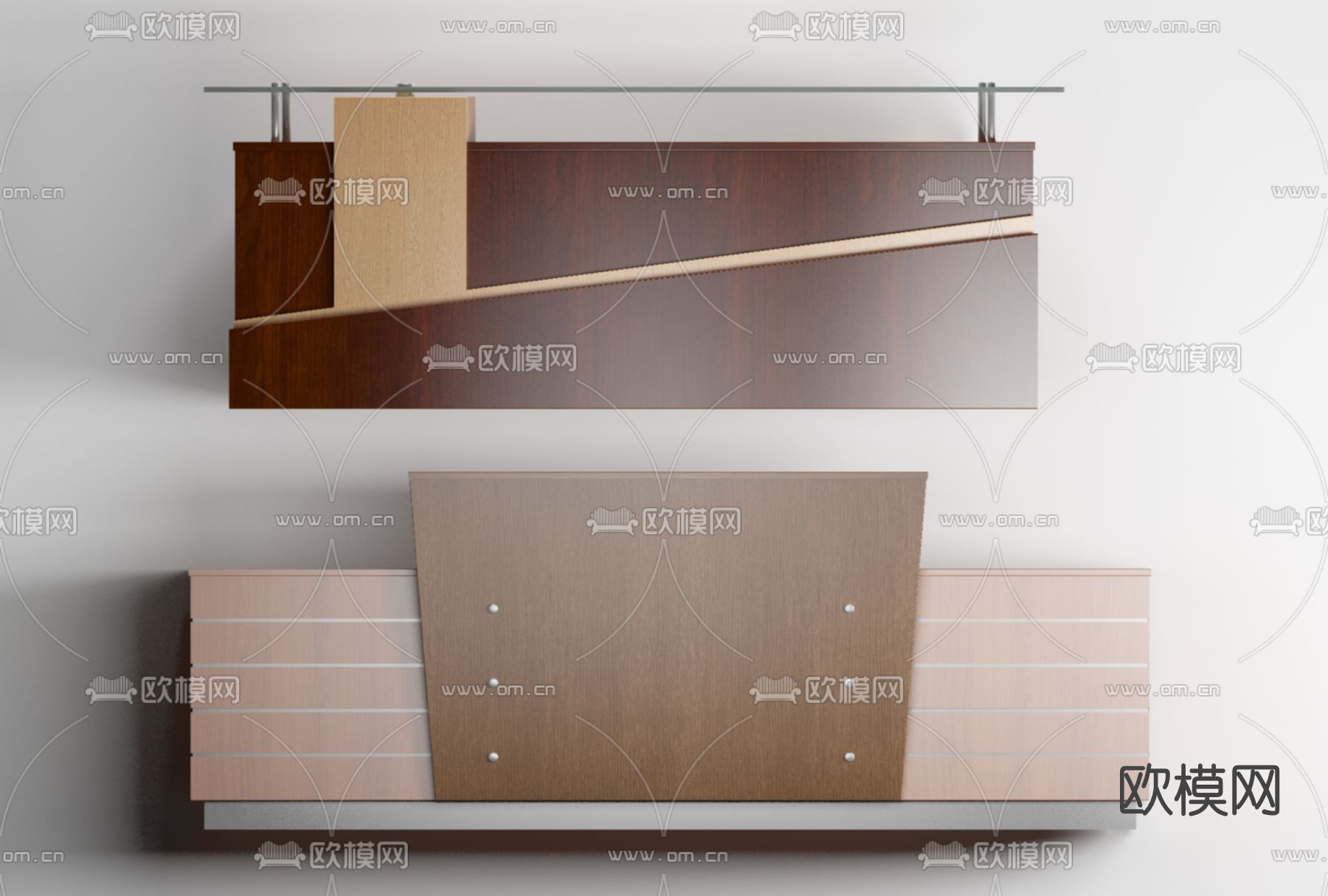 现代前台接待台免费3d模型下载