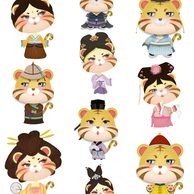  虎年小老虎萌虎卡通图案 