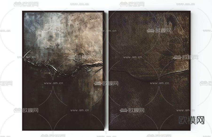 现代抽象装饰画免费3d模型下载