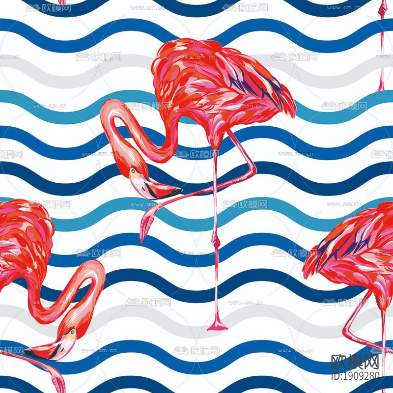 火烈鸟卡通动物图案壁纸下载