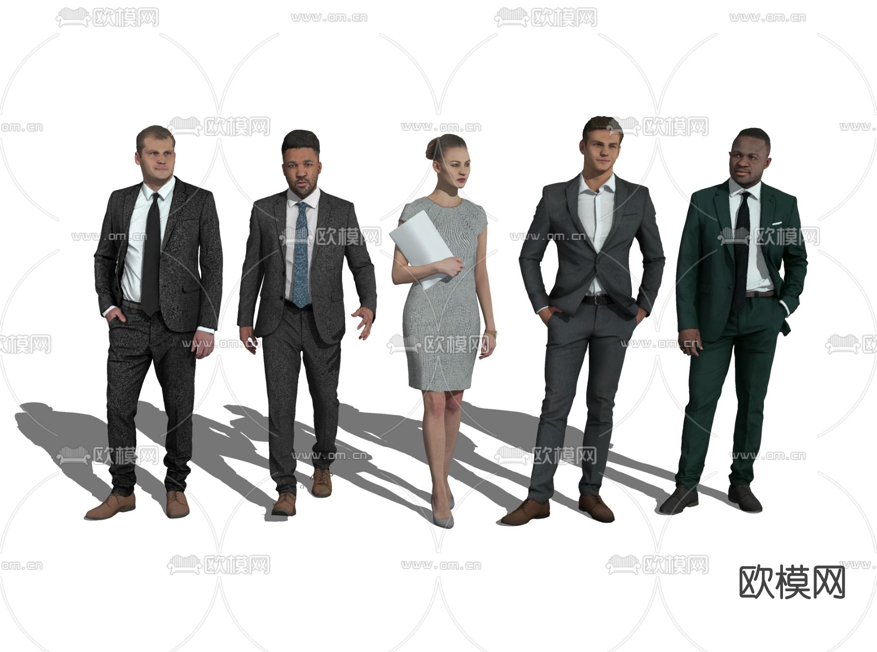 现代商务人物su模型下载（渲染图2）
