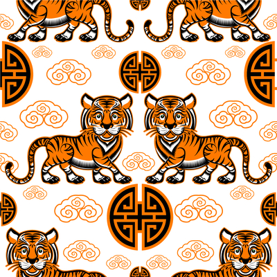 无缝虎年老虎卡通壁纸 