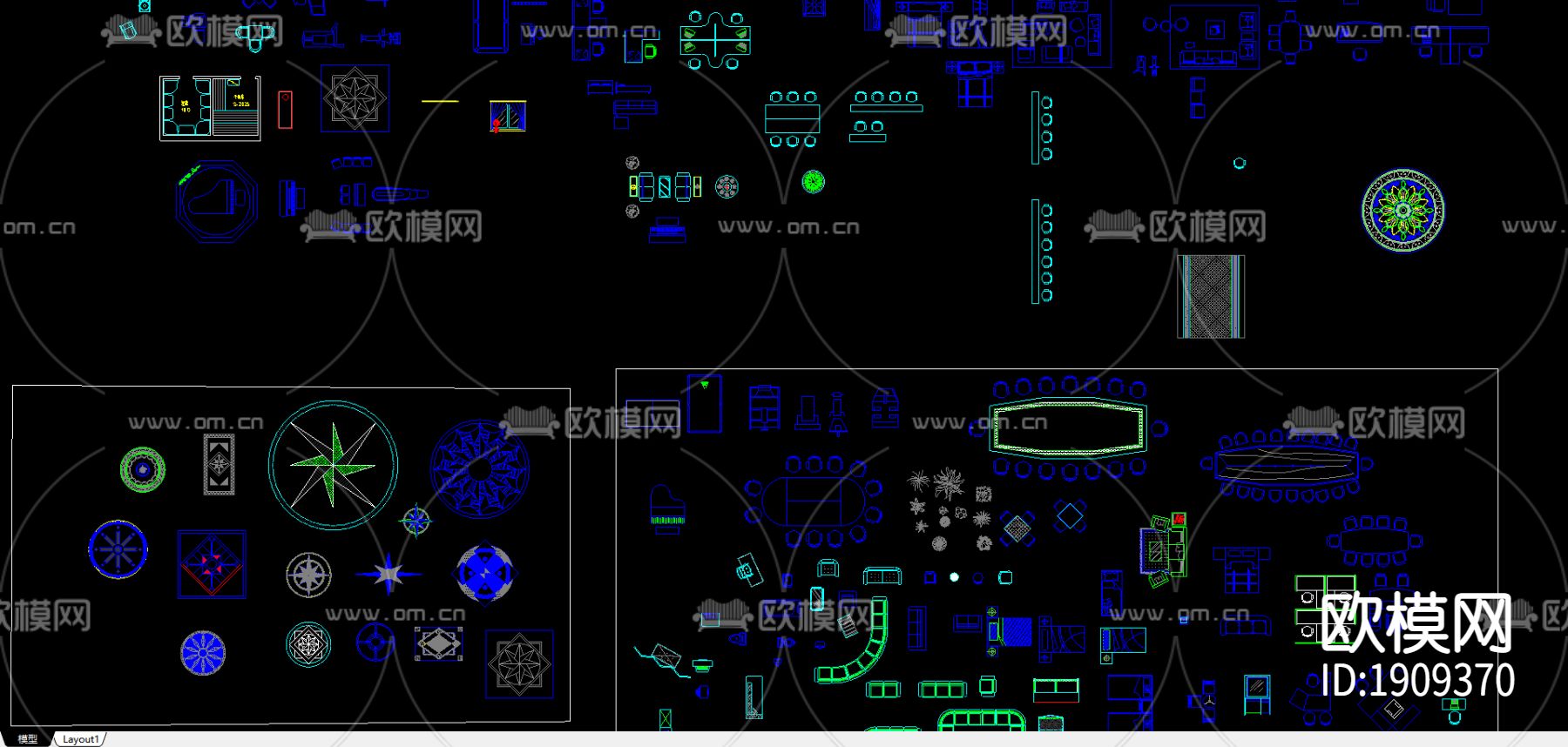 室内装修平面cad图库下载