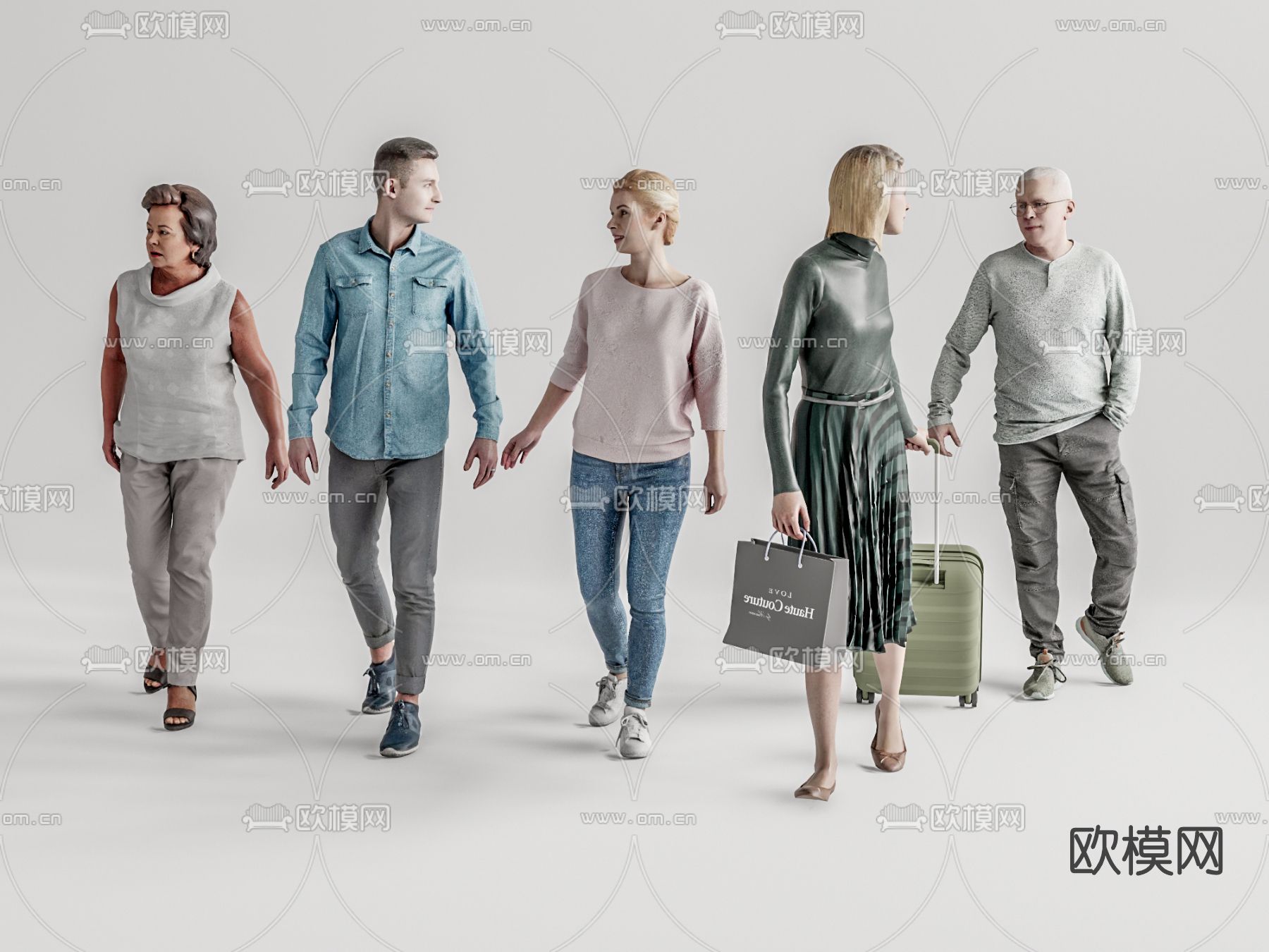 现代男士女士人物su模型下载（渲染图1）