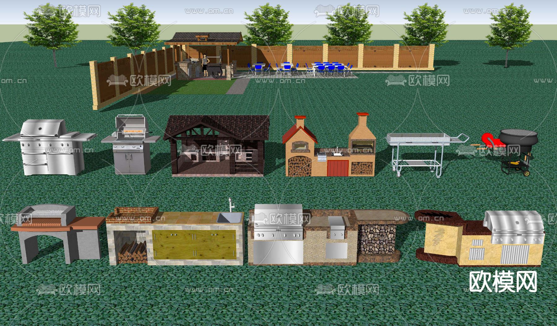 欧式乡村田园别墅su模型下载