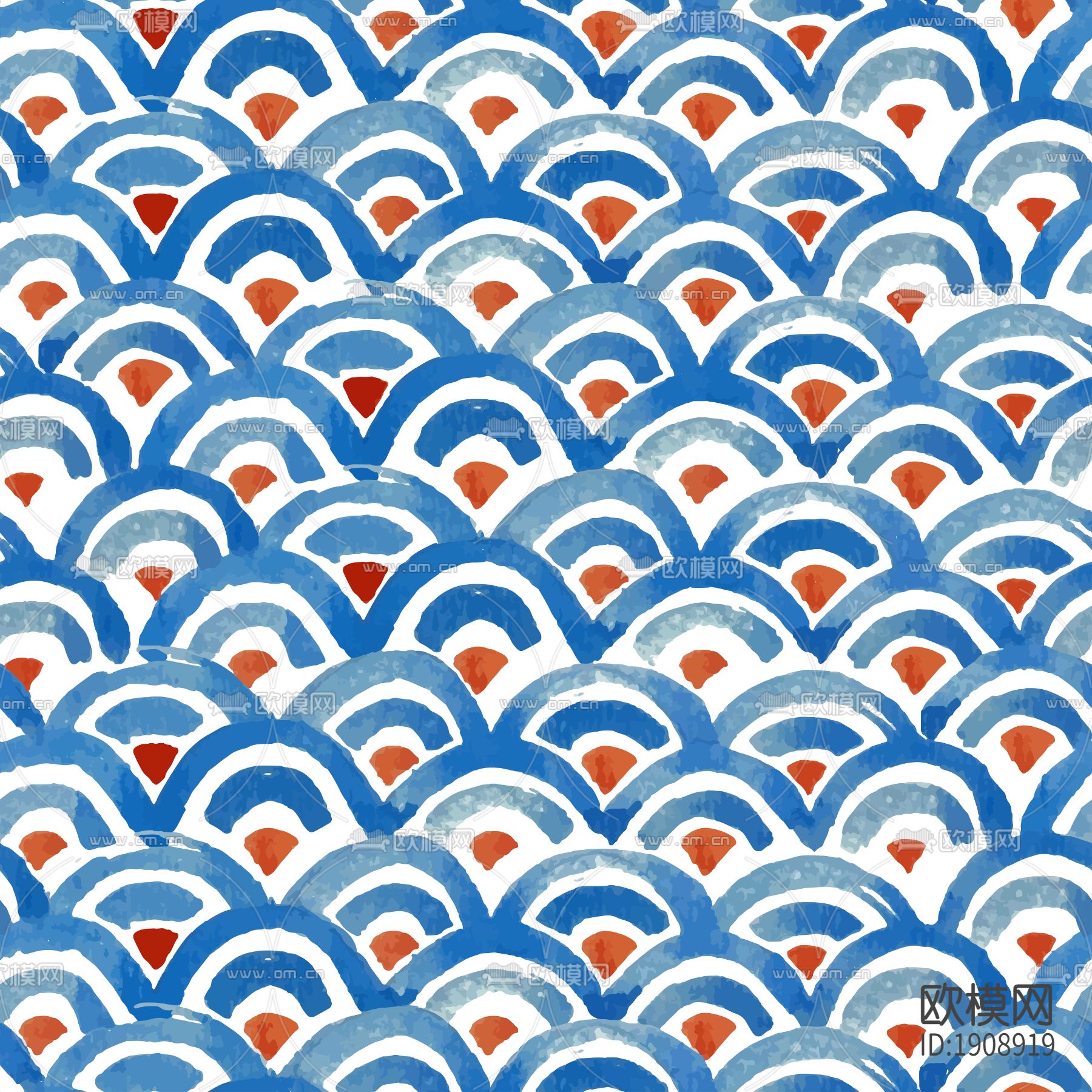 古风水彩图案锦鲤纹理下载