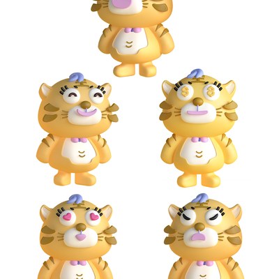  虎年小老虎萌虎卡通图案 