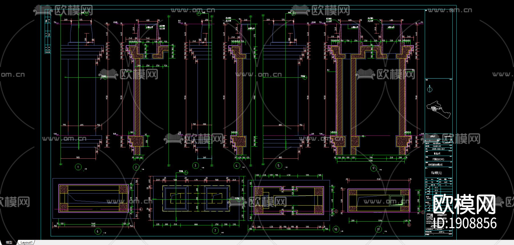 杭州某别墅区石材装饰节点图下载