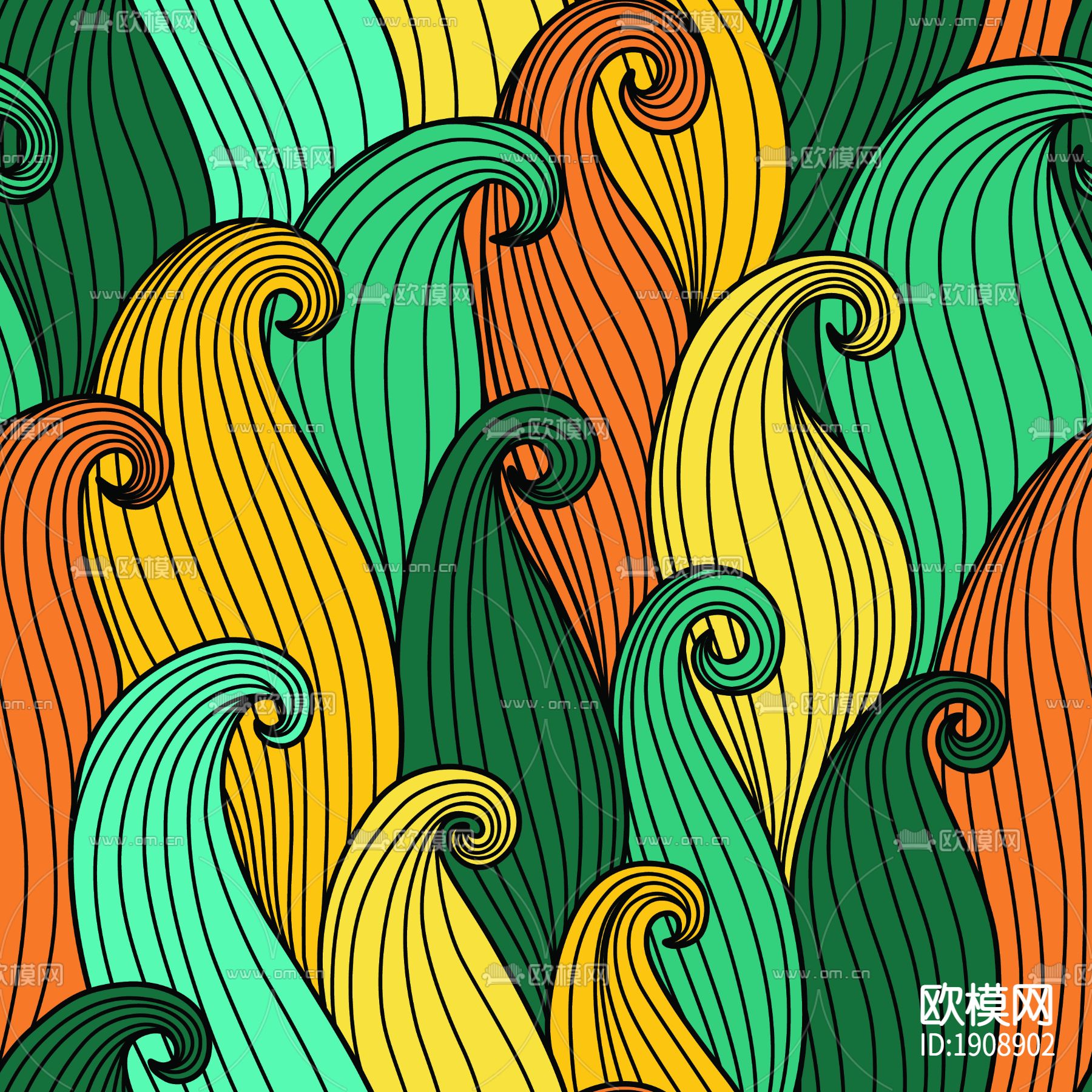 无缝中式传统底纹祥云装饰海浪下载