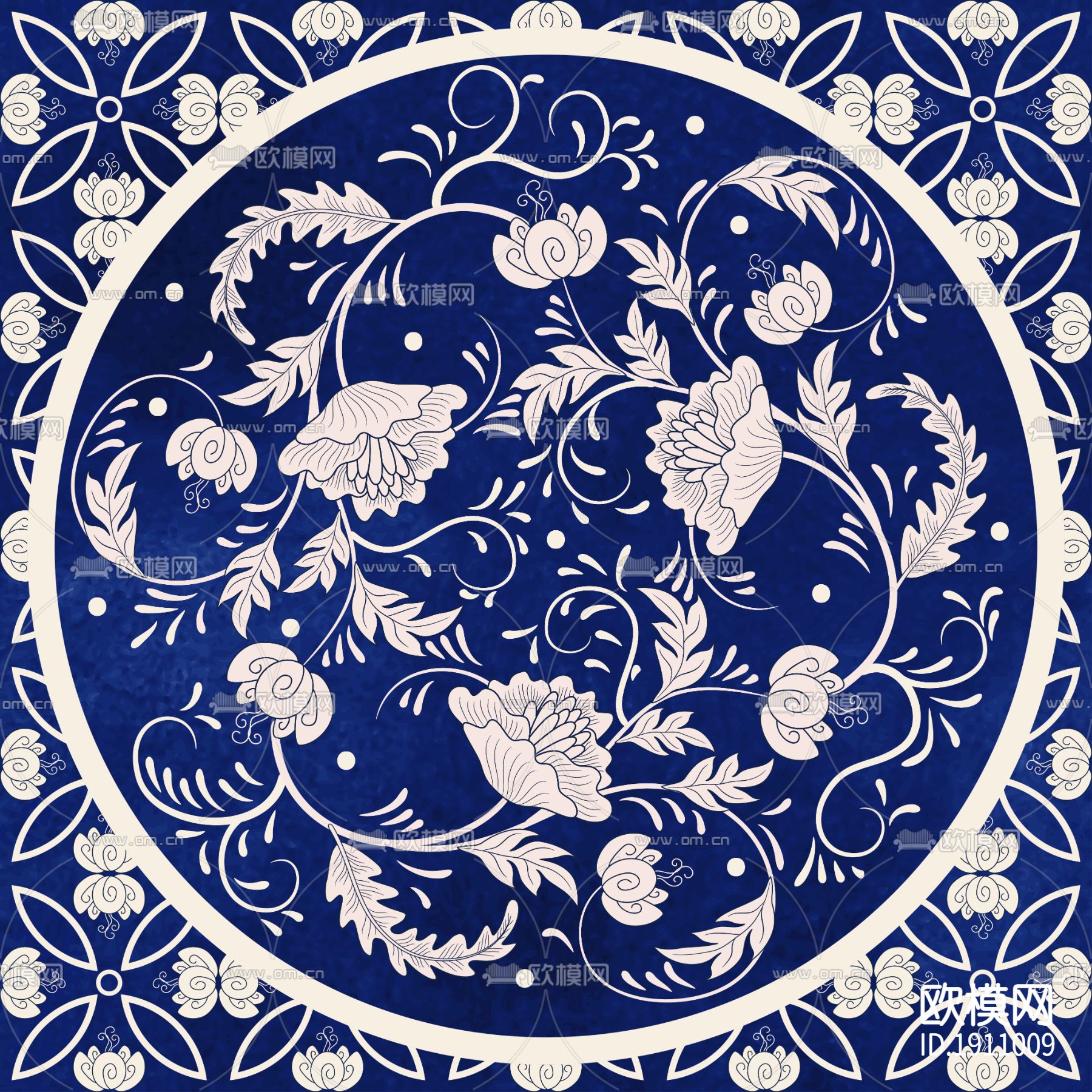 中国风古风青花图案