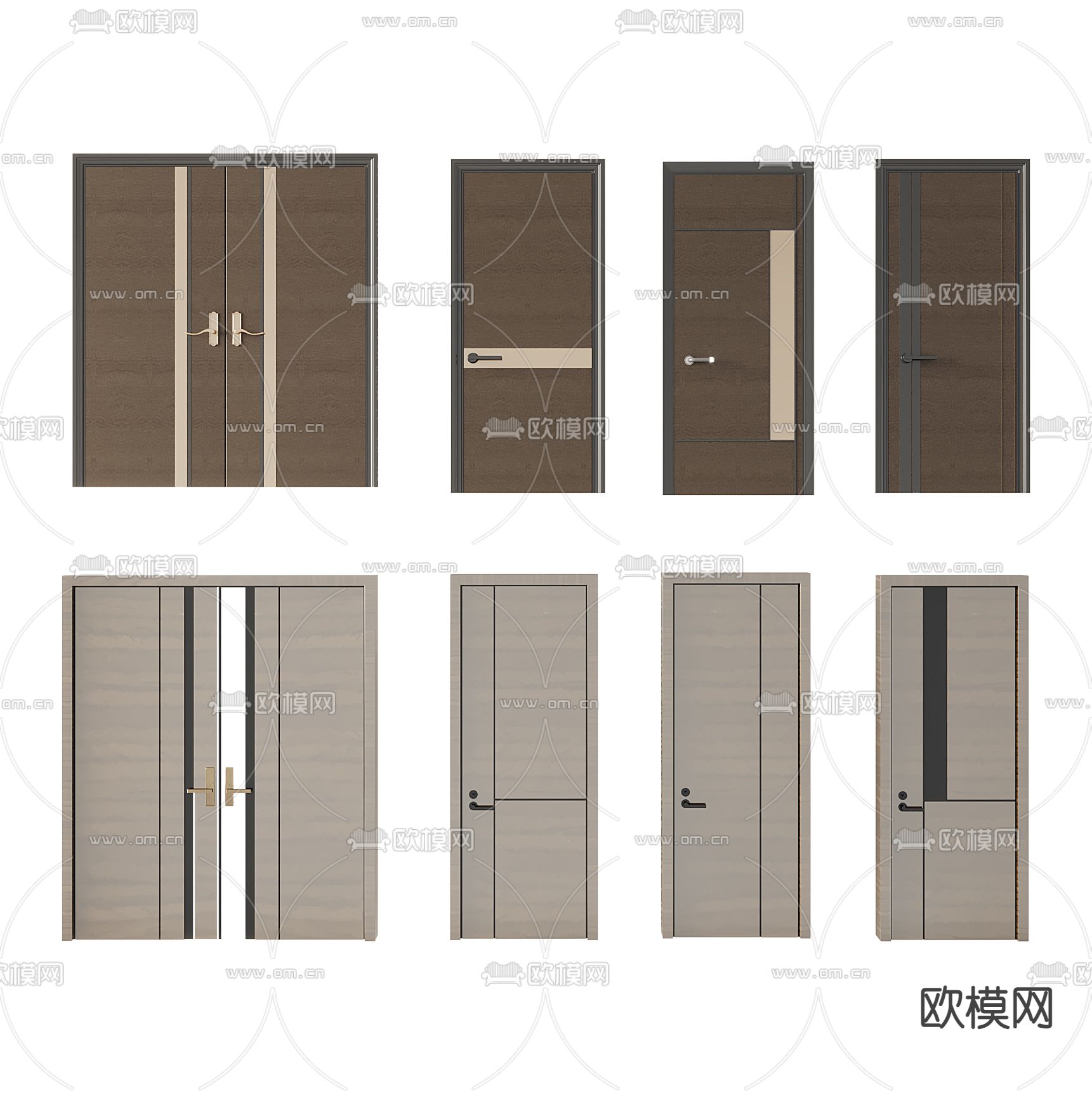 现代单开门双开门3d模型下载