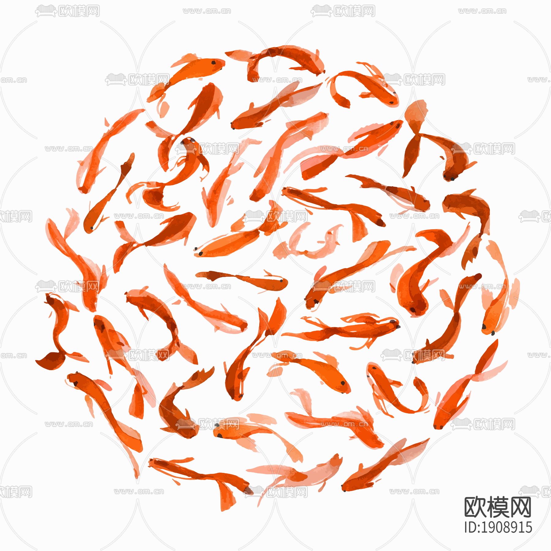 水彩图案锦鲤纹理