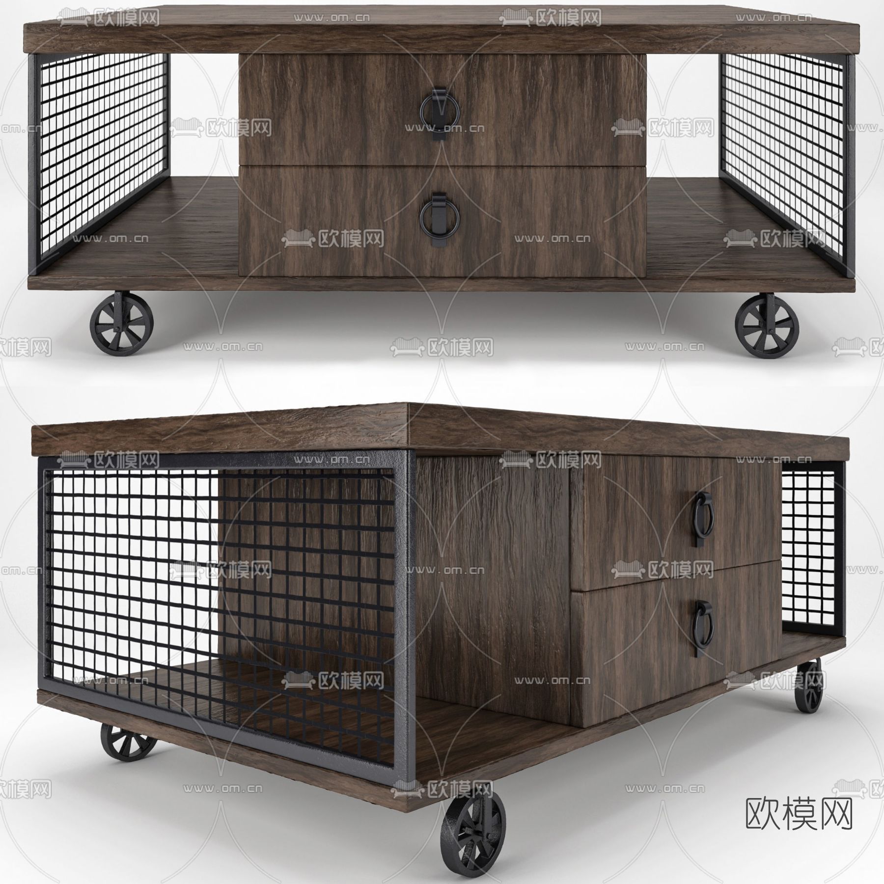 工业风电视柜免费3d模型下载