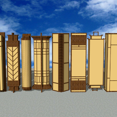  新中式庭院灯具户外壁灯su模型 