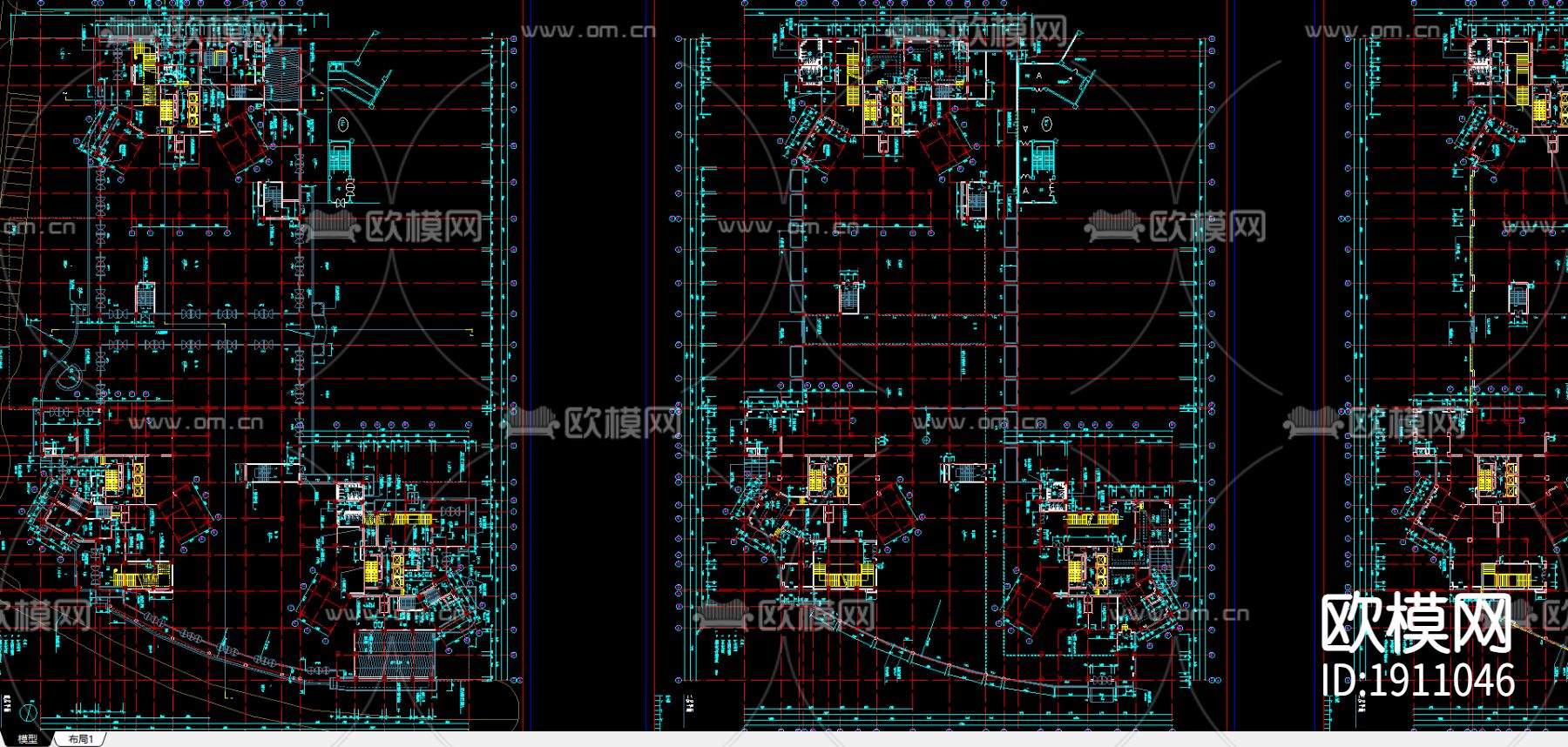 某高层商住楼cad平立剖图下载（渲染图2）