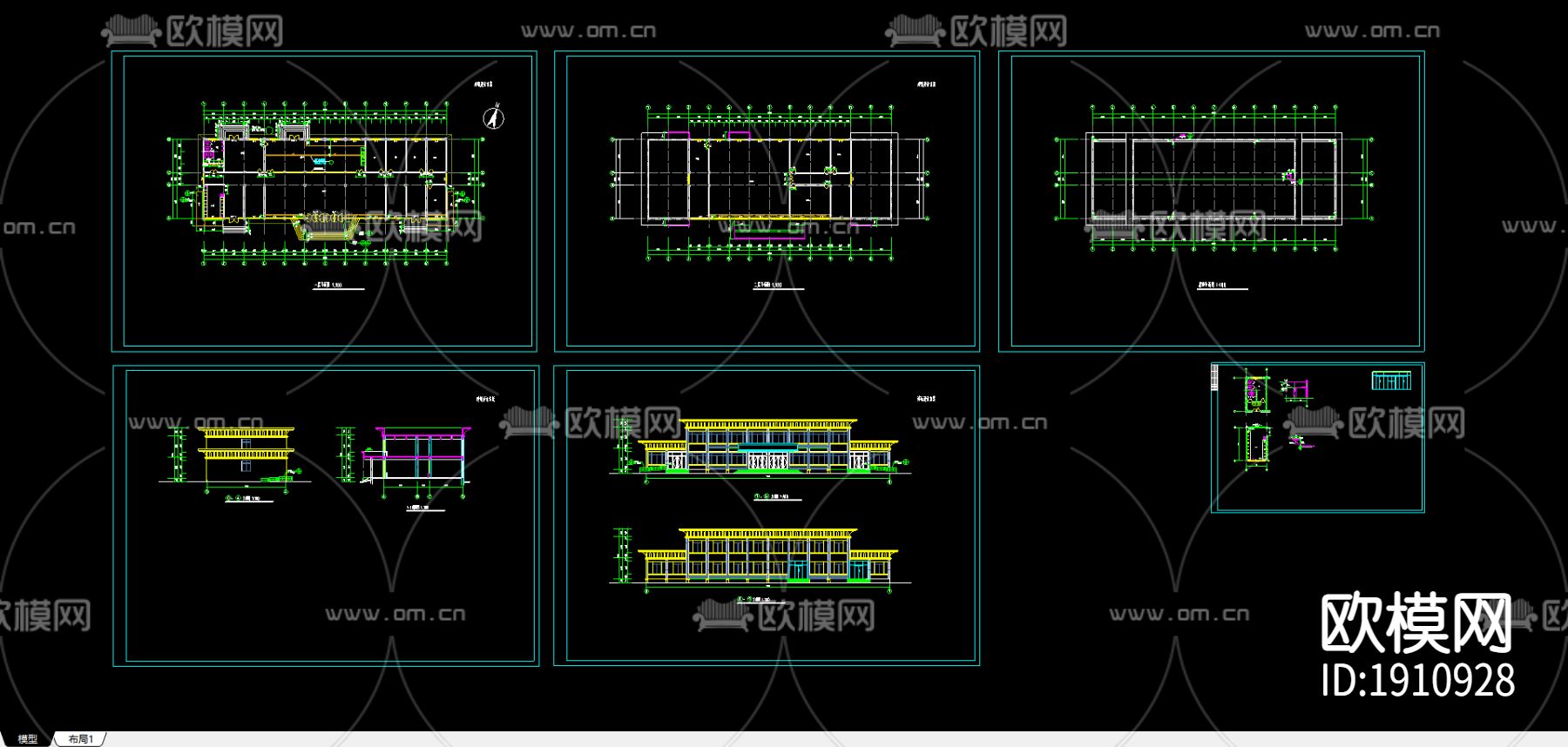 餐厅建筑cad施工图下载
