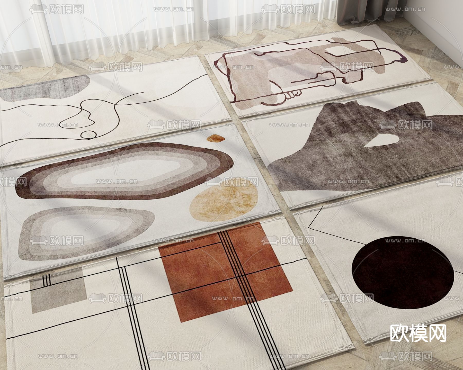 现代布艺地毯3d模型下载