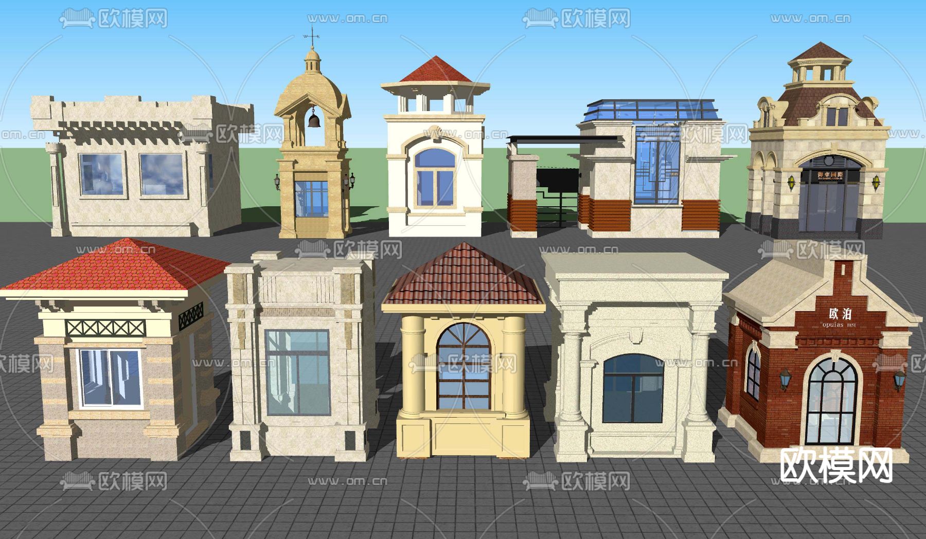 欧式入口岗亭su模型下载