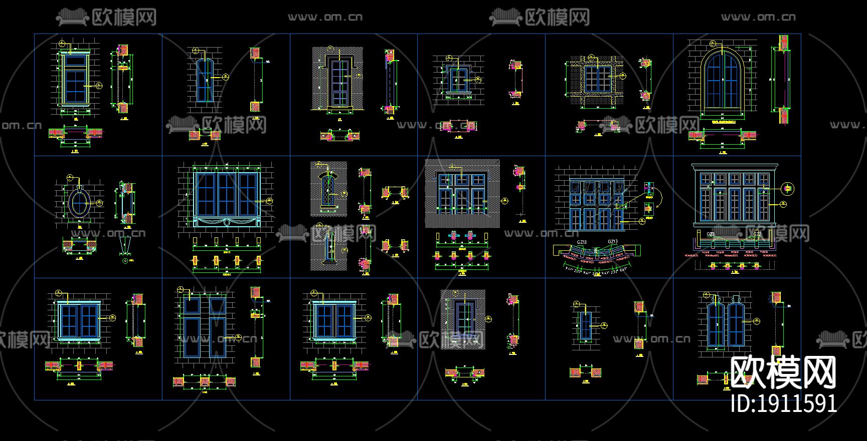 门窗洞口CAD施工图下载