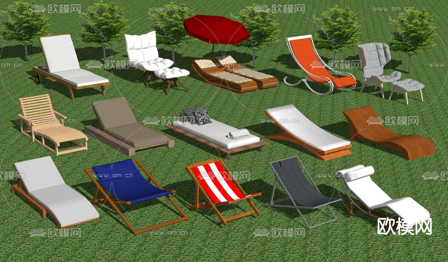 现代室外沙滩椅su模型下载