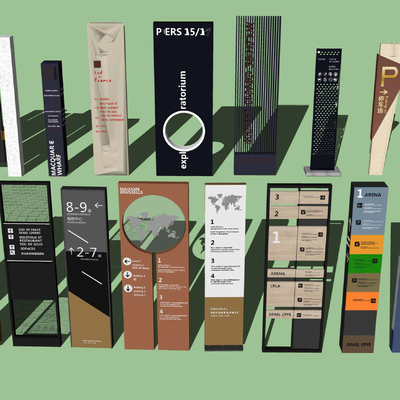  现代商场指示牌su模型 