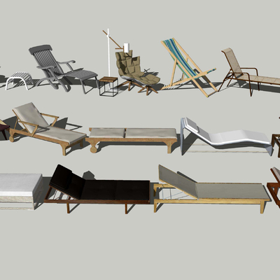 现代室外沙滩椅su模型 