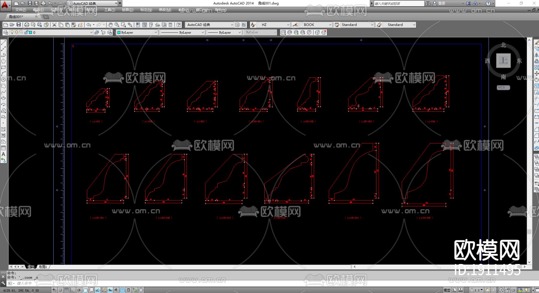角线CAD施工图下载（渲染图3）