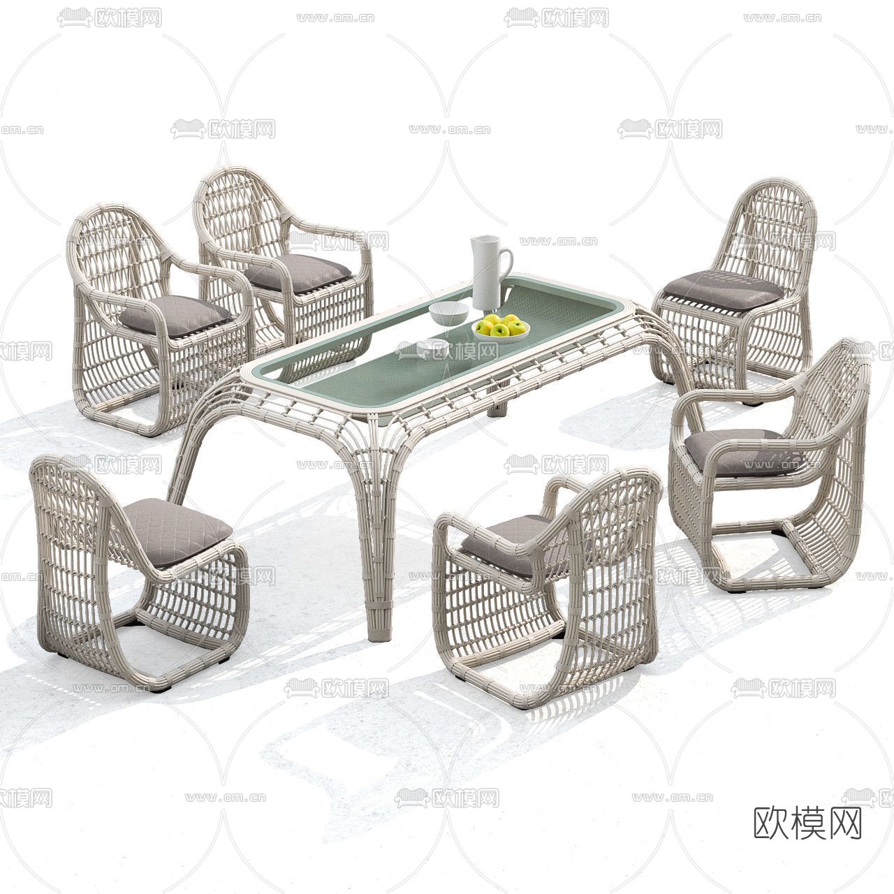 美式休闲桌椅免费3d模型下载