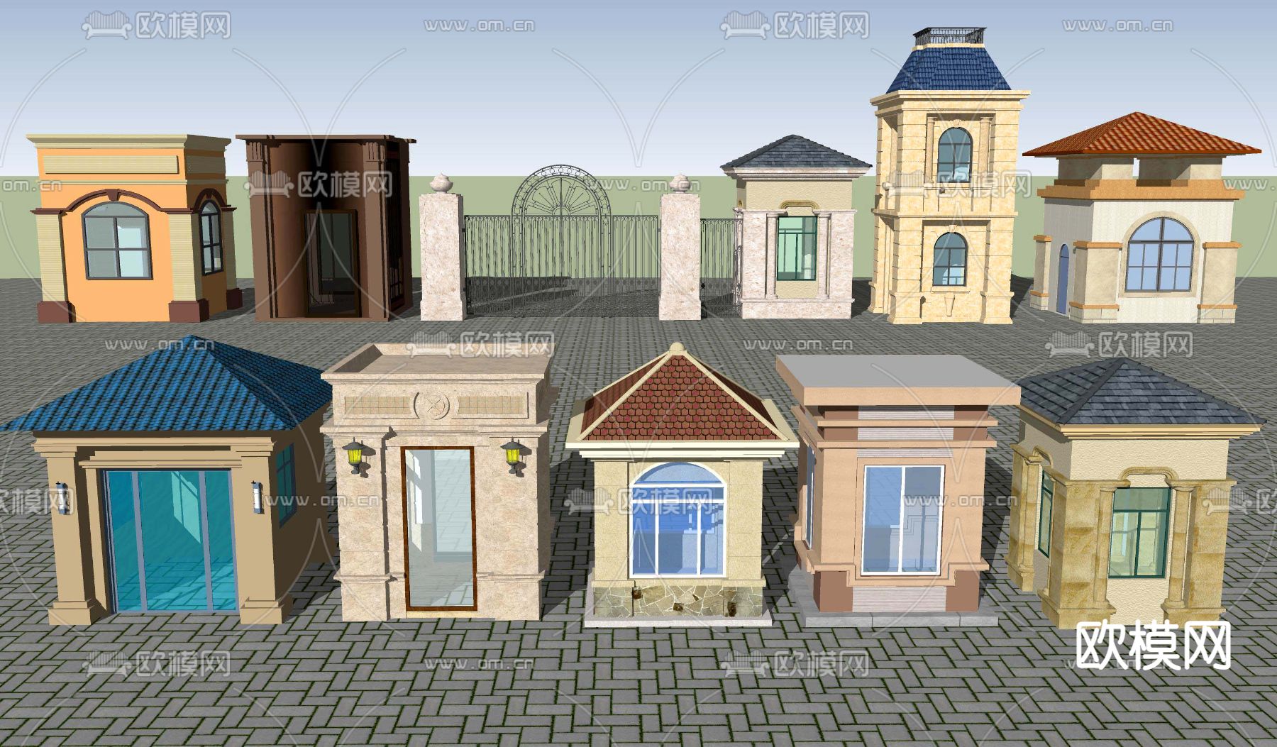 欧式入口岗亭su模型下载