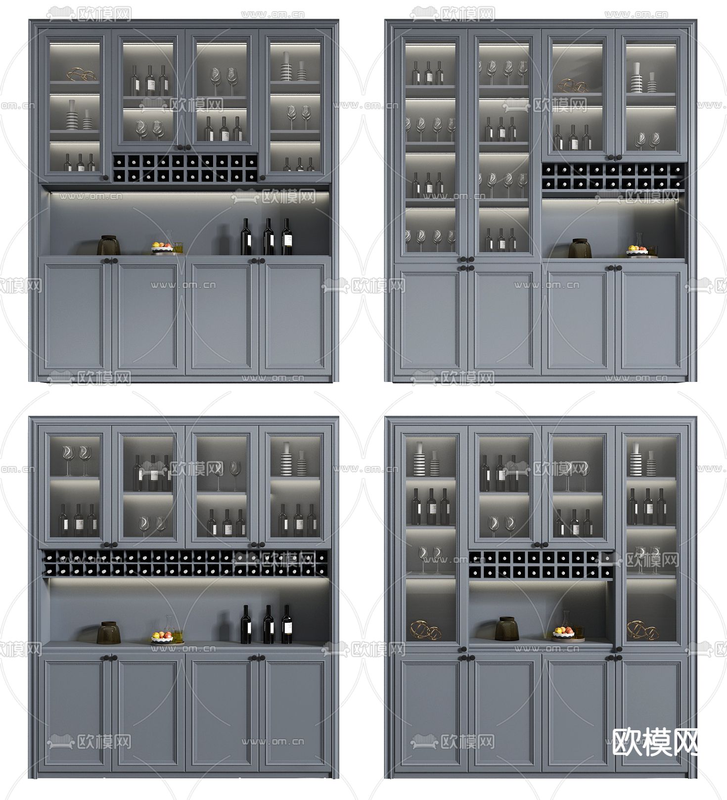 美式酒柜su模型下载（渲染图1）
